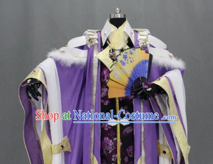 Customize Chinese Traditional Cosplay Taoist Priest Purple Costumes Ancient Swordsman Clothing for Men