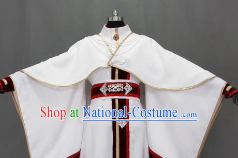 Customize Chinese Traditional Cosplay Prince White Costumes Ancient Swordsman Clothing for Men