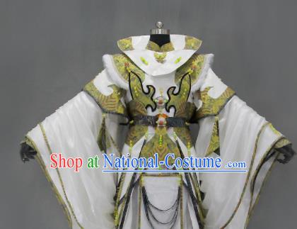 Customize Chinese Traditional Cosplay Monarch King Olive Green Costumes Ancient Swordsman Clothing for Men