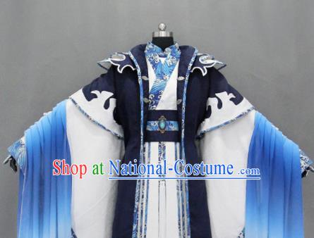 Customize Chinese Traditional Cosplay Taoist Nobility Childe Navy Costumes Ancient Swordsman Clothing for Men