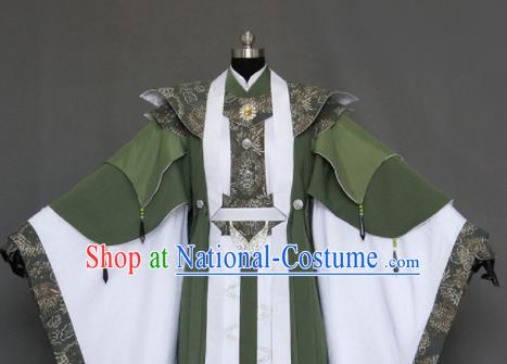 Customize Chinese Traditional Cosplay Nobility Childe Green Costumes Ancient Swordsman Clothing for Men