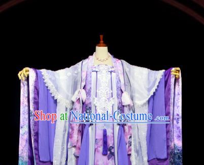 Traditional Chinese Cosplay Imperial Consort Purple Dress Ancient Drama Female Swordsman Costumes for Women