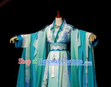 Traditional Chinese Cosplay Imperial Consort Green Dress Ancient Drama Goddess Costumes for Women