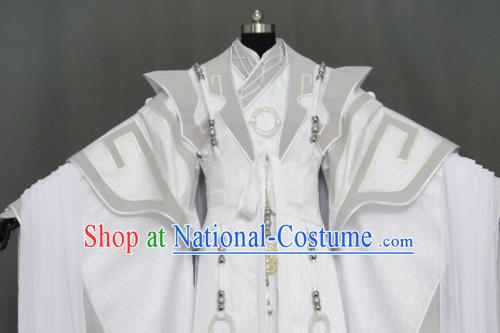 Customize Chinese Traditional Cosplay Nobility Childe Prince White Costumes Ancient Swordsman King Clothing for Men