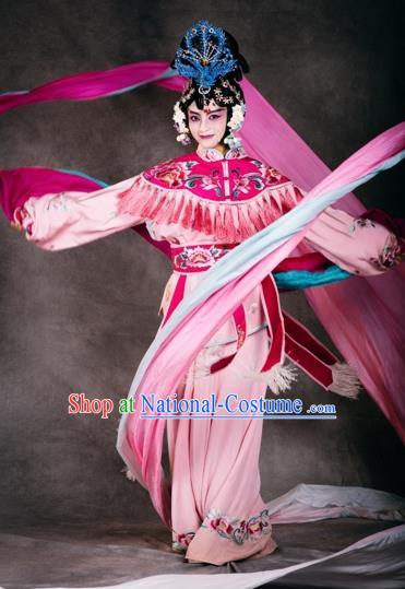 Chinese The Burning Of The Imperial Palace Opera Dance Pink Dress Stage Performance Costume and Headpiece for Women