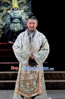 Chinese Drama Fu Sheng Ancient Qin Dynasty Confucian Scholar White Clothing Stage Performance Dance Costume for Men