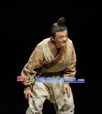 Chinese Drama Fu Sheng Ancient Qin Dynasty Civilian Clothing Stage Performance Dance Costume for Men