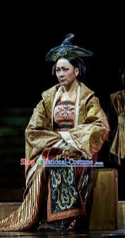 Chinese Drama Prince of Lanling Ancient Queen Mother Dress Stage Performance Dance Costume and Headpiece for Women