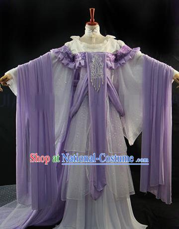 Traditional Chinese Cosplay Royal Princess Purple Dress Ancient Drama Goddess Costumes for Women