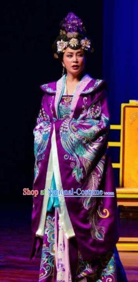 The Empress of China Ancient Tang Dynasty Court Queen Purple Dress Stage Performance Dance Costume and Headpiece for Women