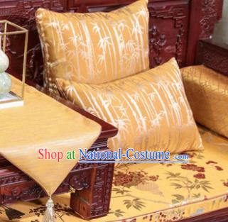 Traditional Chinese Pillowslip Classical Bamboo Pattern Yellow Brocade Cover Two Pieces Complete Set Home Decoration Accessories