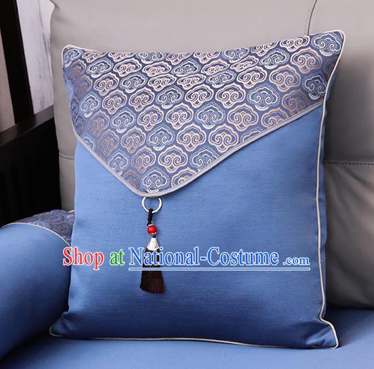 Traditional Chinese Home Decoration Accessories Cloud Pattern Royalblue Brocade Pillow Cover