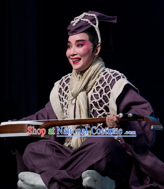 The Legend of Chunqin Shaoxing Opera Civilian Purple Kimono Clothing Stage Performance Dance Costume for Men