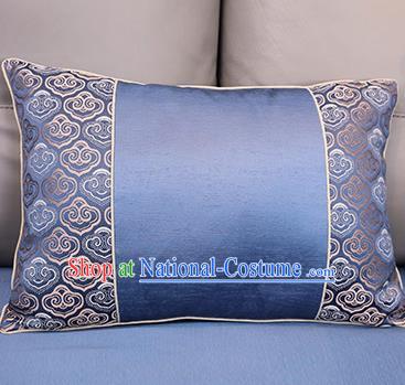 Traditional Chinese Home Decoration Accessories Back Cushion Cloud Pattern Blue Brocade Cover