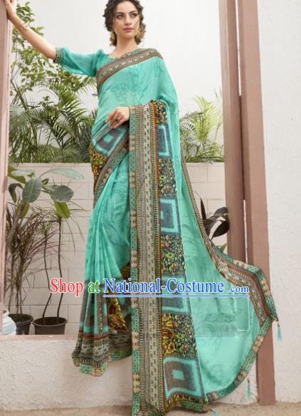 Asian Indian Bollywood Green Saree Dress India Traditional Costumes for Women