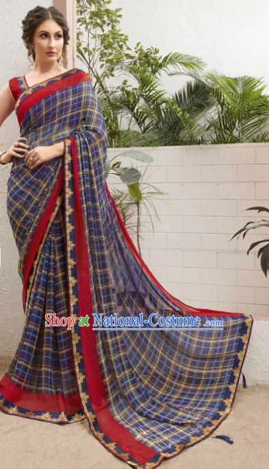 Asian Indian Bollywood Blue Saree Dress India Traditional Costumes for Women