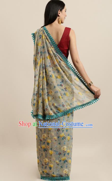 Asian Indian Bollywood Printing Georgette Dress India Traditional Sari Costumes for Women