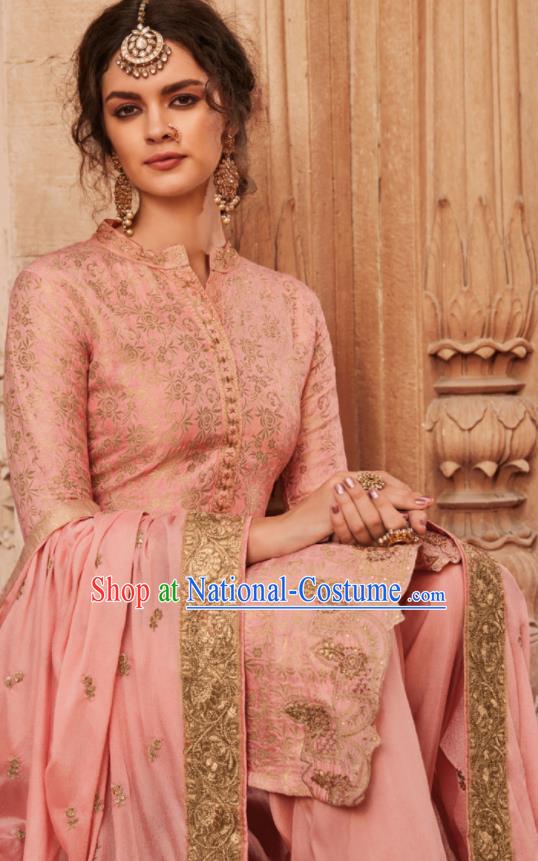 Asian Indian Punjabis Bride Pink Blouse and Pants India Traditional Lehenga Choli Costumes Complete Set for Women