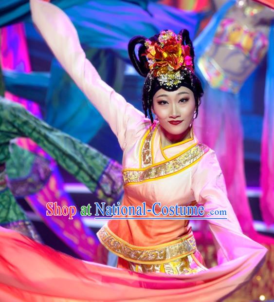 Chinese Phenix Dance In The Sky Classical Dance Dress Stage Performance Costume and Headpiece for Women