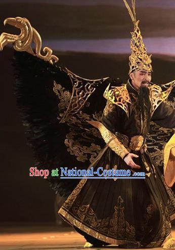 Chinese Zhaojun Chu Sai Dance Ancient Han Dynasty King Black Clothing Stage Performance Dance Costume for Men