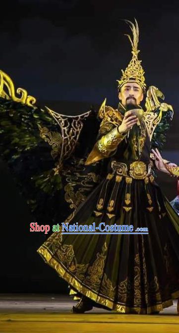 Chinese Zhaojun Chu Sai Dance Ancient Han Dynasty King Black Clothing Stage Performance Dance Costume for Men