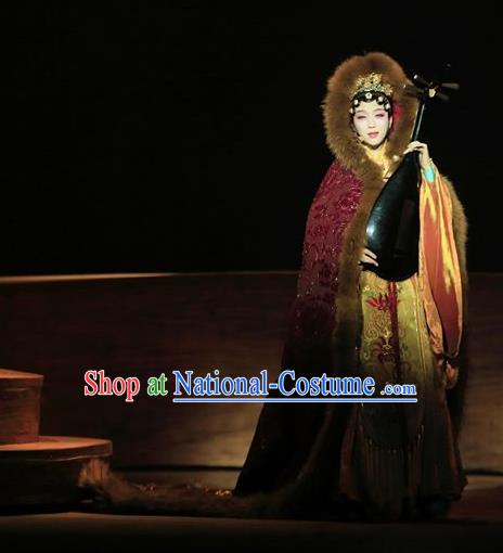 Chinese Zhaojun Chu Sai Ancient Han Dynasty Classical Dance Dress Stage Performance Costume and Headpiece for Women