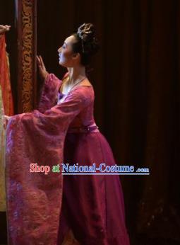 Chinese Zhaojun Chu Sai Ancient Han Dynasty Classical Dance Purple Dress Stage Performance Costume and Headpiece for Women