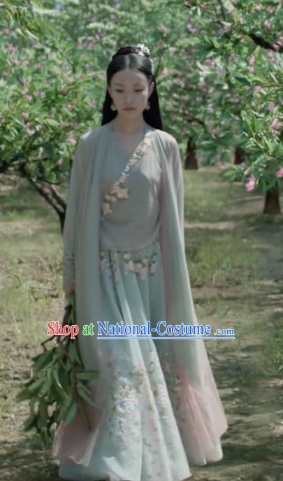 Chinese Drama Love and Destiny Ancient Flowers Goddess Ling Xi Ni Ni Replica Costumes and Headpiece for Women