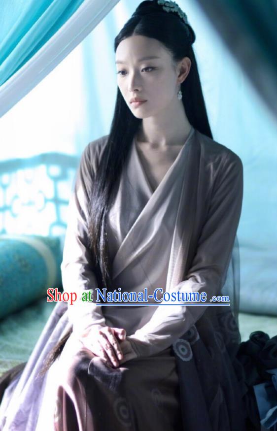 Chinese Ancient Nobility Lady Drama Love and Destiny Lin Mo Ni Ni Purple Replica Costumes and Headpiece for Women