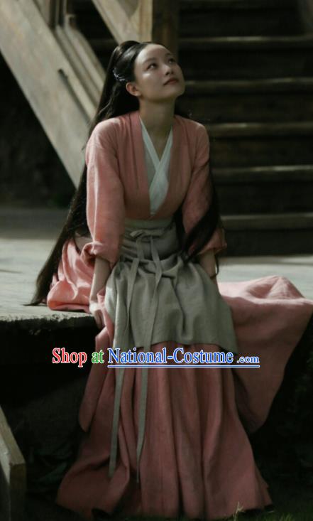 Chinese Ancient Female Civilian Drama Love and Destiny Lin Mo Ni Ni Pink Replica Costumes for Women