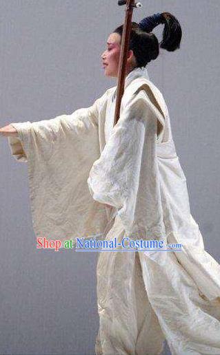 The Legend of Chunqin Shaoxing Opera White Kimono Clothing Stage Performance Dance Costume for Men