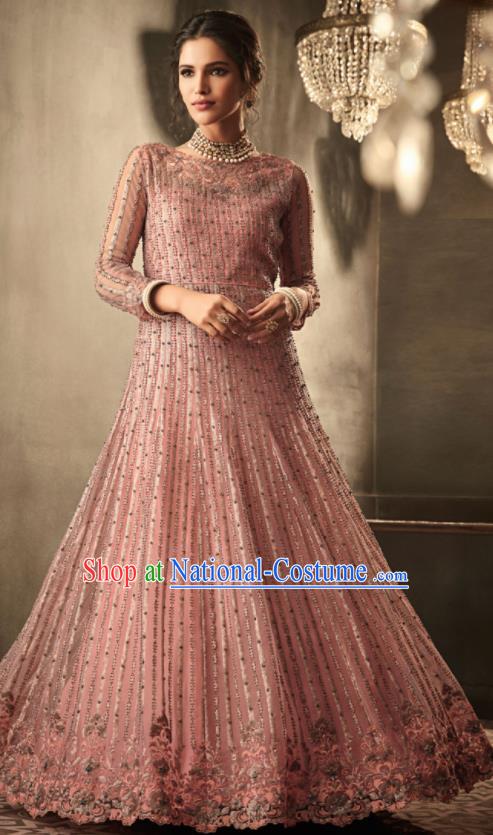 Asian Indian Festival Embroidered Lehenga Pink Dress India Bollywood Traditional Court Costumes for Women