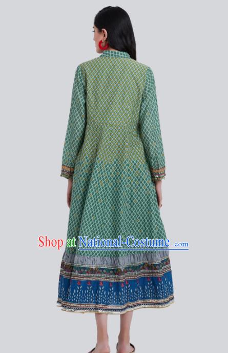 Asian Indian Bollywood Green Dress India Traditional Costumes for Women