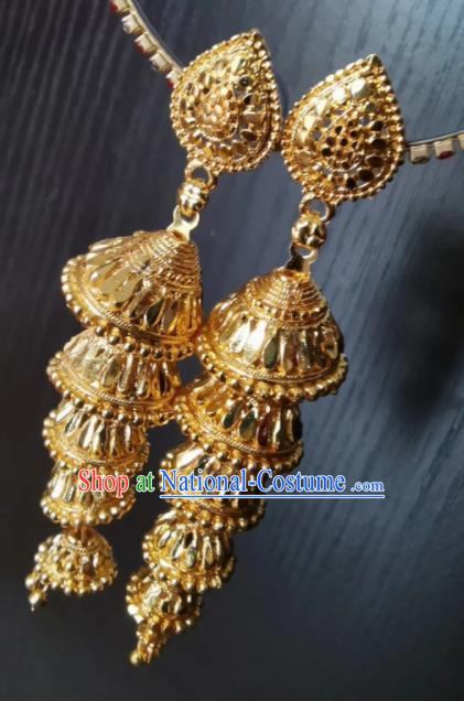 Indian Traditional Belly Dance Golden Ear Accessories Asian India National Earrings for Women