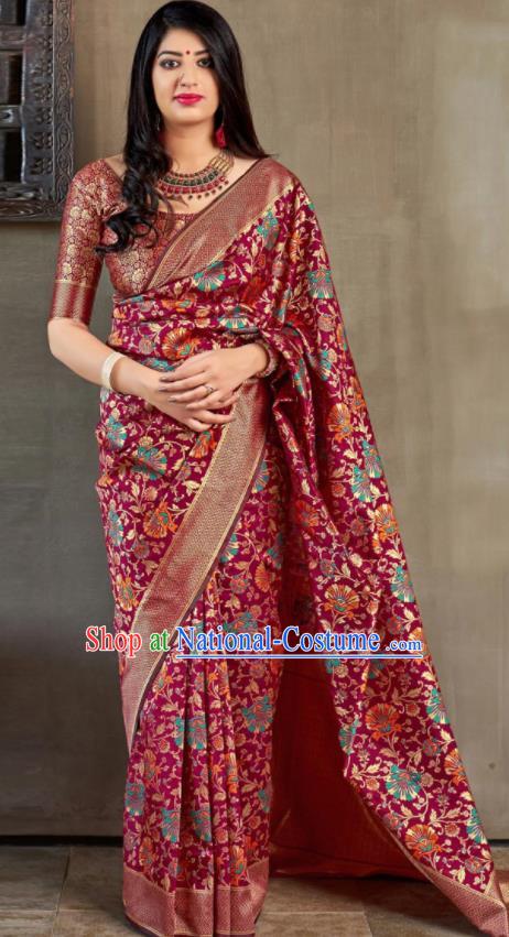 Traditional Indian Banarasi Saree Silk Sari Dress Asian India National Festival Bollywood Costumes for Women