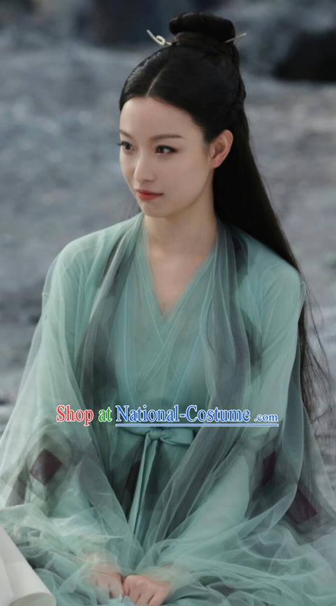 Chinese Drama Ancient Goddess Green Dress Love and Destiny Ling Xi Ni Ni Replica Costumes for Women