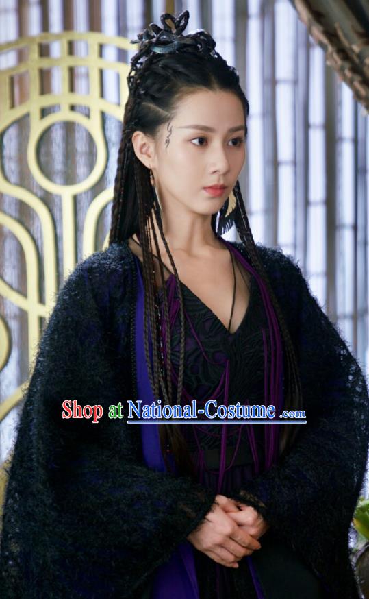 Chinese Drama Ancient Princess Black Dress Love and Destiny Female Swordsman Bao Qing Replica Costumes for Women