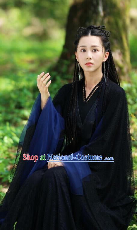 Chinese Drama Ancient Female Swordsman Black Dress Love and Destiny Princess Bao Qing Replica Costumes for Women