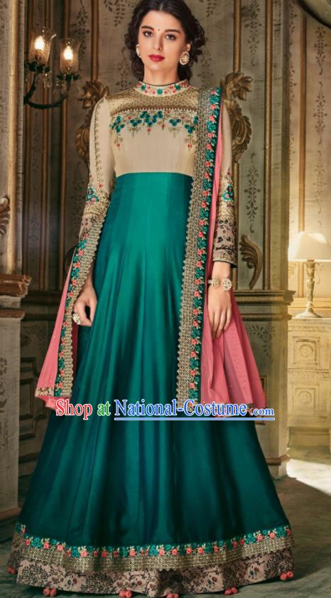 Indian Traditional Festival Atrovirens Anarkali Dress Asian India National Court Bollywood Costumes for Women