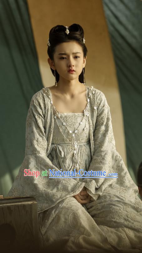 Chinese Ancient Princess Drama Novoland Eagle Flag Yu Ran Song Zu Er Replica Costumes and Headpiece for Women