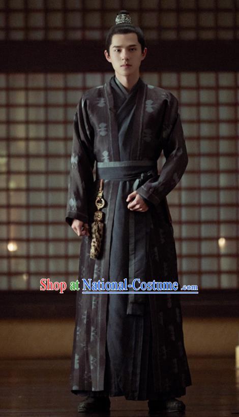 Chinese Ancient Royal Prince Black Clothing Drama Novoland Eagle Flag Lv Guichen Liu Haoran Replica Costumes for Men