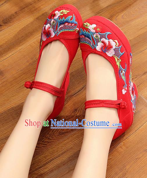 Chinese Wedding Red High Heels Shoes Traditional Hanfu Shoes Opera Shoes Embroidered Shoes for Women