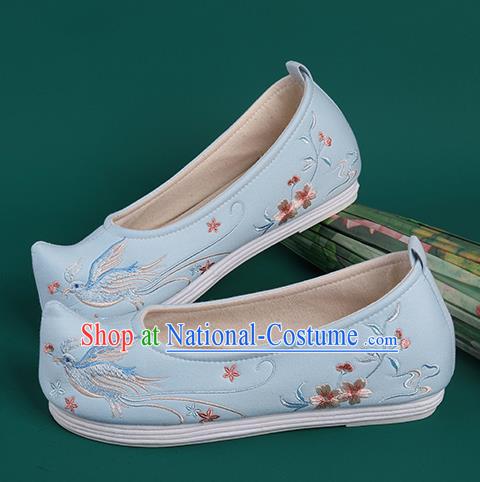 Chinese Traditional Embroidered Blue Cloth Shoes Hanfu Shoes Princess Shoes for Women