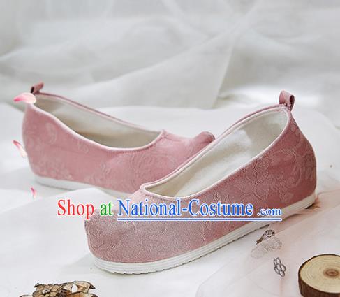 Traditional Chinese Pink Cloth Shoes Hanfu Shoes National Shoes for Women