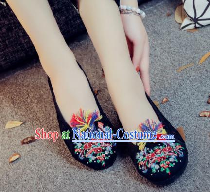 Traditional Chinese Black Shoes Embroidered Shoes Cloth Shoes for Women