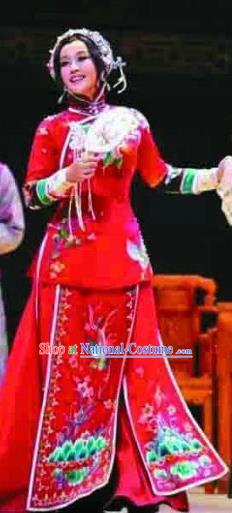 Chinese Unsurpassed Beauty Of A Generation Ancient Courtesan Sai Jinhua Red Dress Stage Performance Dance Costume and Headpiece for Women