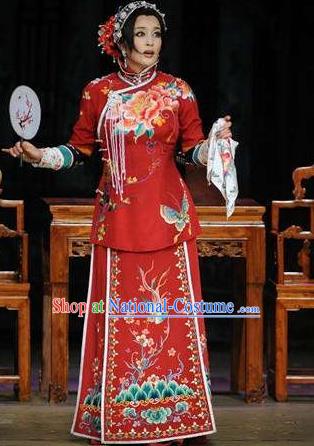 Chinese Unsurpassed Beauty Of A Generation Ancient Courtesan Sai Jinhua Red Dress Stage Performance Dance Costume and Headpiece for Women