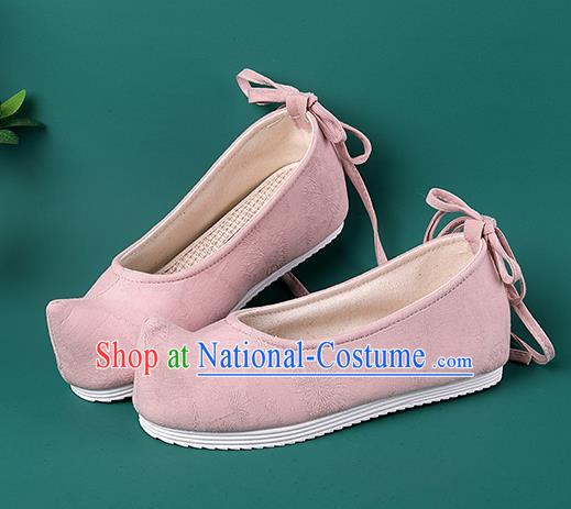 Chinese Traditional Pink Cloth Shoes Hanfu Shoes Princess Shoes for Women