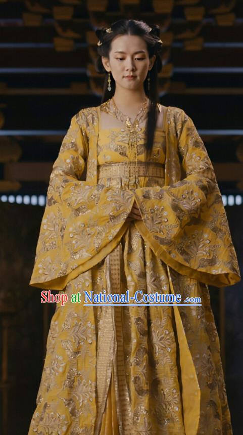 Drama Novoland Eagle Flag Chinese Ancient Princess of Yin Empire Bai Zhouyue Replica Costumes and Headpiece for Women