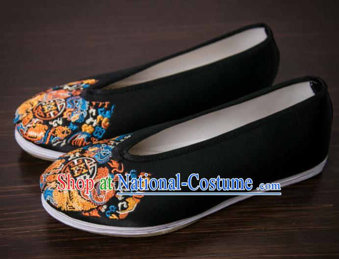 Handmade Chinese Bridegroom Embroidered Black Shoes Traditional Kung Fu Shoes Hanfu Shoes for Men